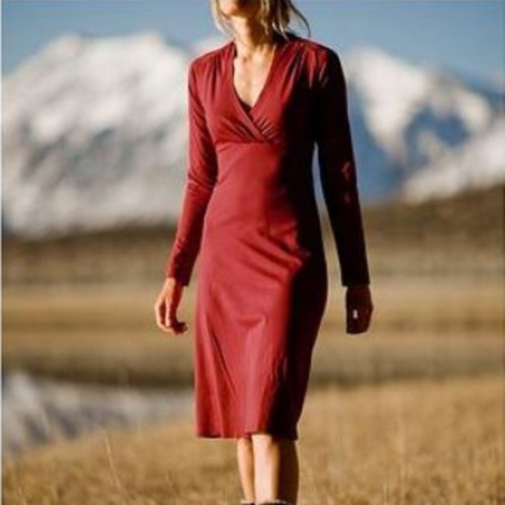 Patagonia Eva Luna long sleeve dress poppy red